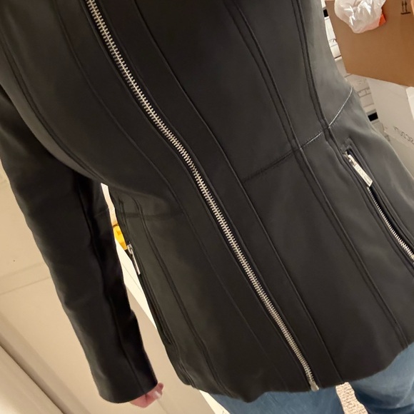 Women's Black Michael Kors Leather Jacket - Picture 7 of 8